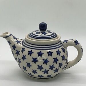 Boleslawiec Blue Star Pattern Teapot